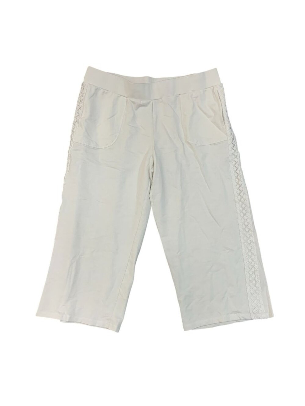 LOGO Lori Goldstein Women's LP White Crop Pants Casual